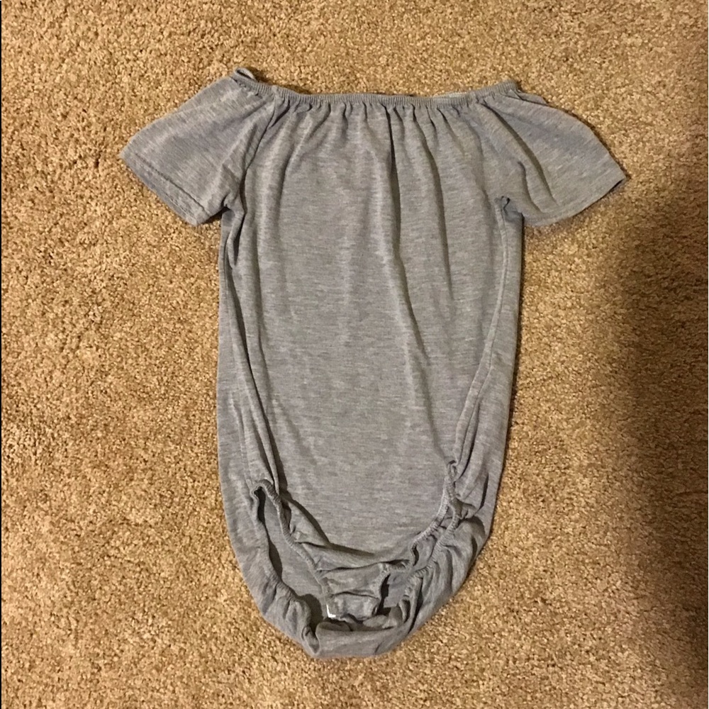 Women’s cute off-the-shoulder gray bodysuit
